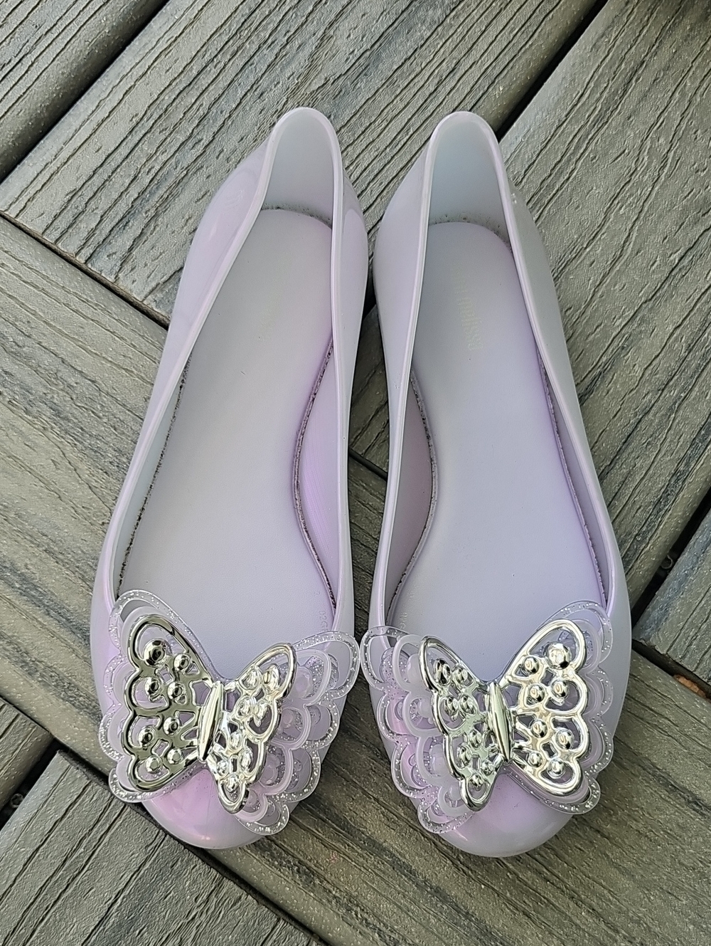 Mini Melissa Ballet Flats with Silver Butterfly Accent
